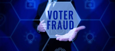 Photo for Text caption presenting Voter Fraud, Word for formal indication choice between two or more candidates actions - Royalty Free Image