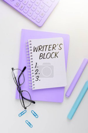 Photo for Handwriting text Writers Block, Business overview Condition of being unable to think of what to write - Royalty Free Image