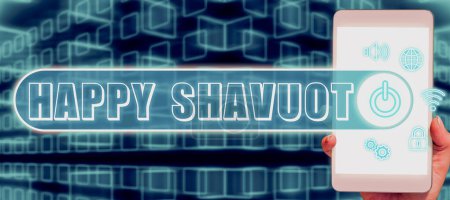Téléchargez les photos : Inspiration montrant signe Happy Shavuot, idée d'affaires fête juive commémorant la révélation des dix commandements - en image libre de droit
