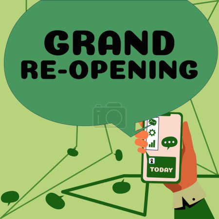 Photo for Writing displaying text Grand Re Opening, Business showcase held to mark the opening of a new business or public place - Royalty Free Image