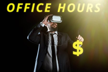 Photo for Writing displaying text Office Hours, Internet Concept The hours which business is normally conducted Working time - Royalty Free Image
