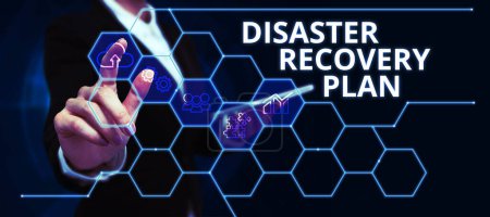Conceptual display Disaster Recovery Plan, Konzept bedeutet, dass Backup-Maßnahmen gegen gefährliche Situation