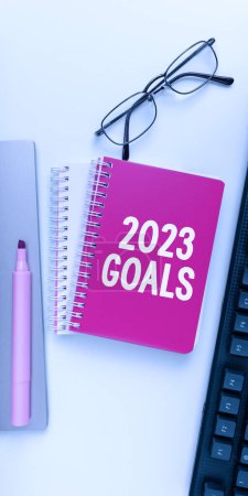 Photo for Hand writing sign 2023 Goals, Business approach A plan to do for something new and better for the coming year - Royalty Free Image