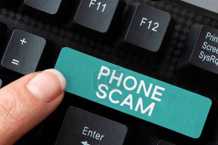 Photo for Inspiration showing sign Phone Scam, Business concept getting unwanted calls to promote products or service Telesales - Royalty Free Image