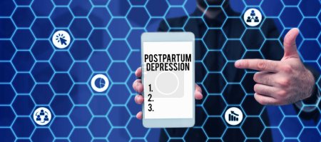 Photo for Inspiration showing sign Postpartum Depression, Internet Concept a mood disorder involving intense depression after giving birth - Royalty Free Image