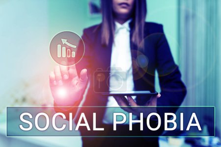 Photo for Text caption presenting Social Phobia, Conceptual photo overwhelming fear of social situations that are distressing - Royalty Free Image