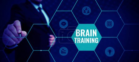 Foto de Leyenda conceptual Brain Training, Idea de negocio actividades mentales para mantener o mejorar las habilidades cognitivas - Imagen libre de derechos
