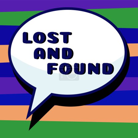 Téléchargez les photos : Légende conceptuelle Lost And Found, Concept d'entreprise Lieu où vous pouvez trouver des choses oubliées Service de recherche - en image libre de droit