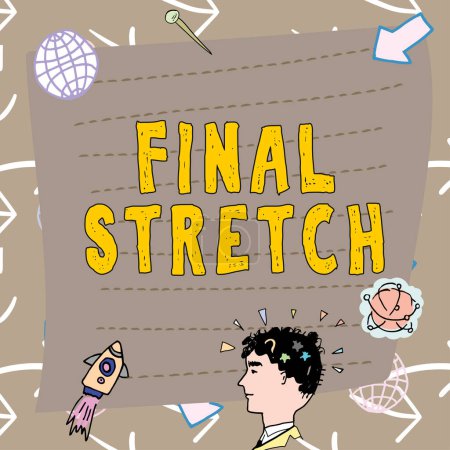 Foto de Escribir mostrando texto Final Stretch, Concepto de negocio Última pierna Final Ronda Final Final Año ender - Imagen libre de derechos