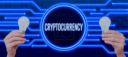Photo for Sign displaying Cryptocurrency, Concept meaning form of currency that exists digitally has no central issuing - Royalty Free Image