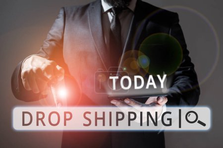 Téléchargez les photos : Affichage conceptuel Drop Shipping, Concept d'entreprise pour envoyer des marchandises d'un fabricant directement à un client plutôt qu'au détaillant - en image libre de droit