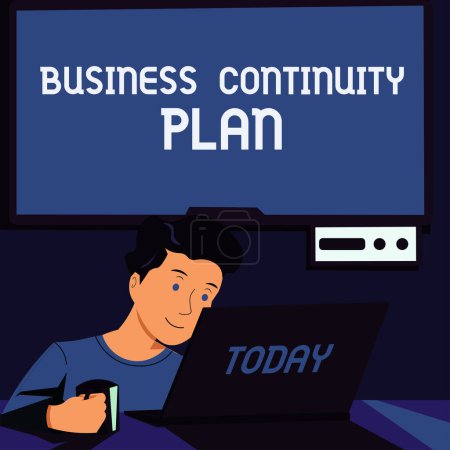 Foto de Leyenda conceptual Business Continuity Plan, Internet Concept creating systems prevention deal potential threats - Imagen libre de derechos