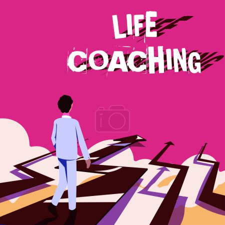 Photo for Text showing inspiration Life Coaching, Conceptual photo Improve Lives by Challenges Encourages us in our Careers - Royalty Free Image