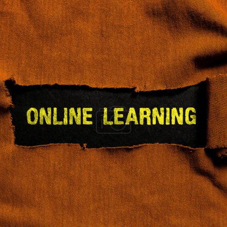 Photo for Sign displaying Online Learning, Word Written on Larning with the assistance of the Internet and a computer - Royalty Free Image
