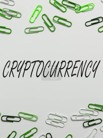 Photo for Sign displaying Cryptocurrency, Word for form of currency that exists digitally has no central issuing - Royalty Free Image