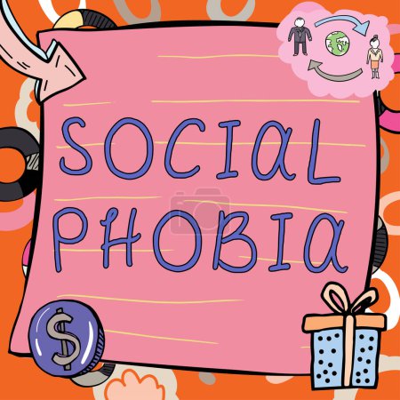 Photo for Writing displaying text Social Phobia, Internet Concept overwhelming fear of social situations that are distressing - Royalty Free Image