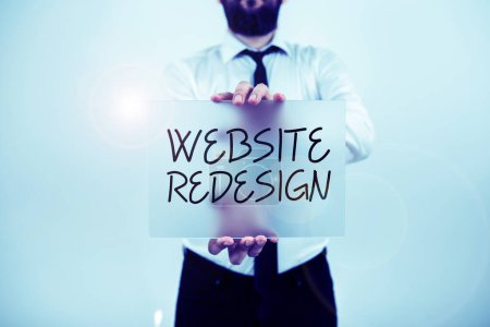 Photo for Sign displaying Website Redesign, Word Written on modernize improver or evamp your websites look and feel - Royalty Free Image