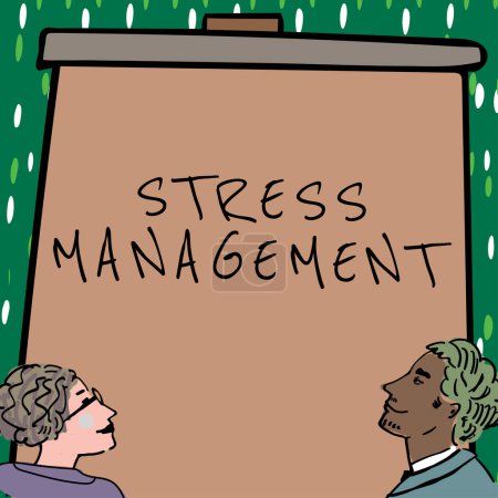 Foto de Texto que muestra inspiración Gestión del estrés, Palabra para aprender formas de comportarse y pensar que reducen el estrés - Imagen libre de derechos