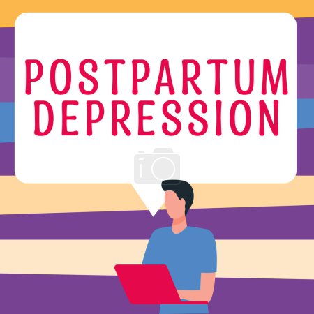 Photo for Text showing inspiration Postpartum Depression, Business approach a mood disorder involving intense depression after giving birth - Royalty Free Image