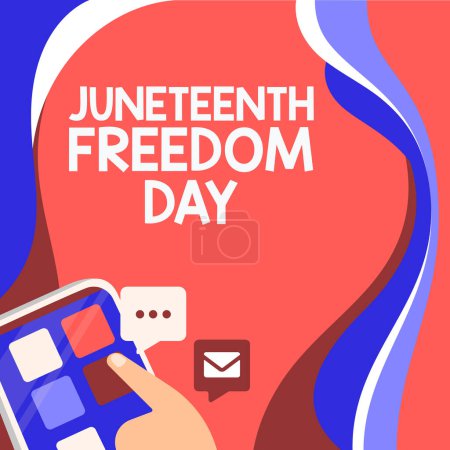 Foto de Exposición conceptual Juneteenth Freedom Day, Word Escrito en días festivos legales en los Estados Unidos en conmemoración del fin de la esclavitud - Imagen libre de derechos