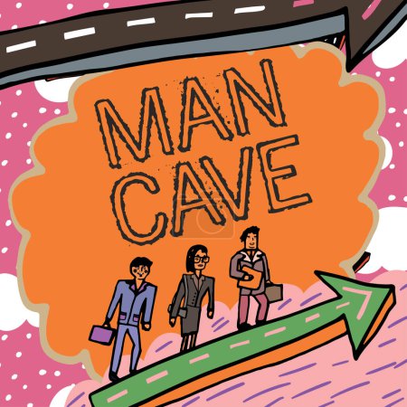 Foto de Exhibición conceptual Cueva del hombre, idea de negocio una habitación, espacio o área de una vivienda reservada para una persona masculina - Imagen libre de derechos