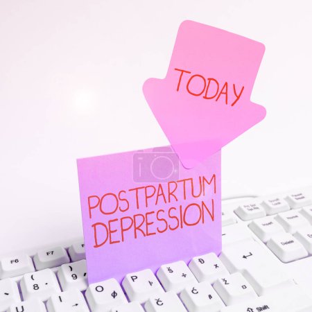 Photo for Text showing inspiration Postpartum Depression, Business concept a mood disorder involving intense depression after giving birth - Royalty Free Image