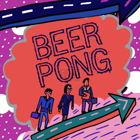 Téléchargez les photos : Texte inspirant Beer Pong, Business aperçu un jeu avec un ensemble de tasses contenant de la bière et rebondir ou lancer une balle de ping-pong - en image libre de droit