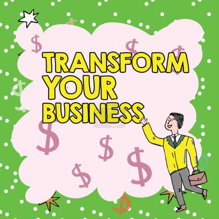 Photo for Inspiration showing sign Transform Your Business, Business overview Modify energy on innovation and sustainable growth - Royalty Free Image
