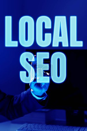 Téléchargez les photos : Texte manuscrit Local Seo, Internet Concept C'est un moyen efficace de commercialiser votre entreprise en ligne - en image libre de droit