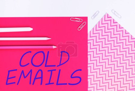 Photo for Text showing inspiration Cold Emails, Internet Concept unsolicited email sent to a receiver without prior contact - Royalty Free Image