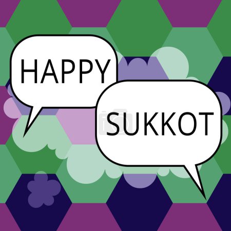 Foto de Leyenda conceptual Happy Sukkot, Word Written on Ireland celebración verde amuletos de la suerte y tréboles - Imagen libre de derechos