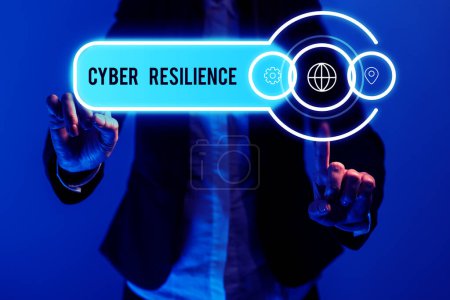 Téléchargez les photos : Affichage conceptuel Cyber Resilience, Business overview mesure de la capacité d'une entreprise à gérer une cyberattaque - en image libre de droit