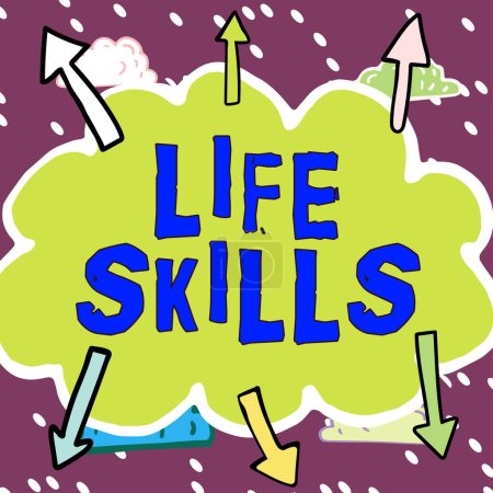 Handschrift Zeichen Life Skills, Business-Ansatz, der notwendig oder wünschenswert ist volle Teilnahme am täglichen Leben