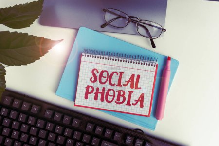 Photo for Text sign showing Social Phobia, Internet Concept overwhelming fear of social situations that are distressing - Royalty Free Image
