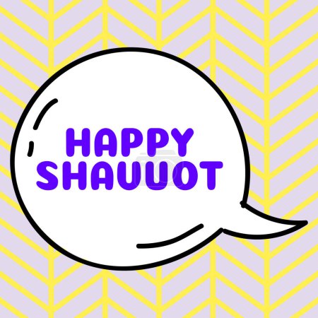 Photo for Inspiration showing sign Happy Shavuot, Business overview Jewish holiday commemorating of the revelation of the Ten Commandments - Royalty Free Image