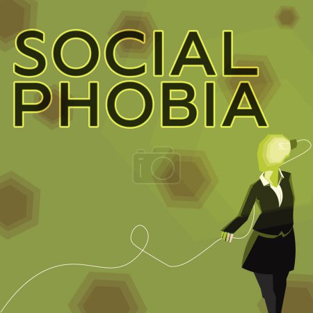Photo for Text sign showing Social Phobia, Business approach overwhelming fear of social situations that are distressing - Royalty Free Image