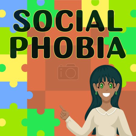 Foto de Texto de escritura Fobia social, Palabra para el miedo abrumador de situaciones sociales que son angustiantes - Imagen libre de derechos