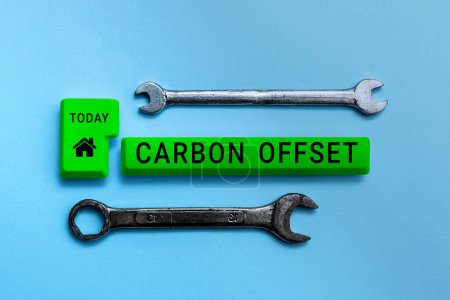 Photo for Sign displaying Carbon Offset, Business idea Reduction in emissions of carbon dioxide or other gases - Royalty Free Image