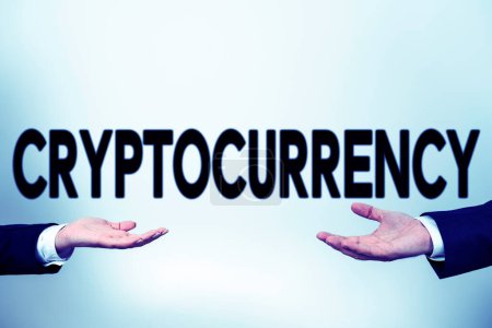 Photo for Text sign showing Cryptocurrency, Internet Concept form of currency that exists digitally has no central issuing - Royalty Free Image