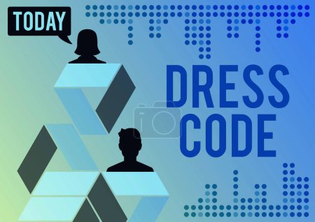 Photo for Text sign showing Dress Code, Word for an accepted way of dressing for a particular occasion or group - Royalty Free Image