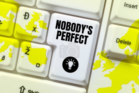 Foto de Leyenda conceptual Nobodys Perfect, Word Escrito en solía decir que todo el mundo comete errores o falta - Imagen libre de derechos