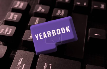 Photo for Text sign showing Yearbook, Business concept publication compiled by graduating class as a record of the years activities - Royalty Free Image