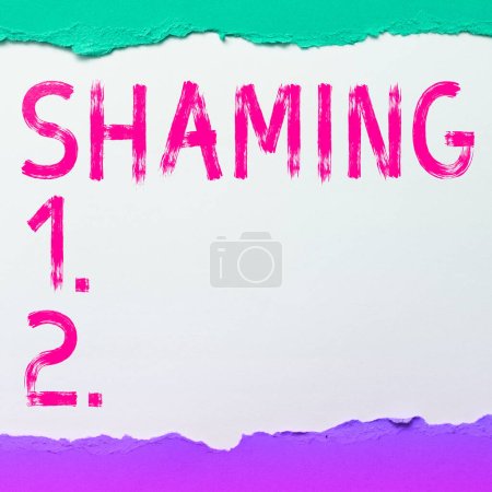 Photo for Conceptual display Shaming, Word for subjecting someone to disgrace, humiliation, or disrepute by public exposure - Royalty Free Image