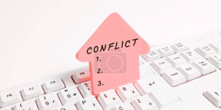 Photo for Sign displaying Conflict, Business overview disagreeing with someone about goals or targets - Royalty Free Image