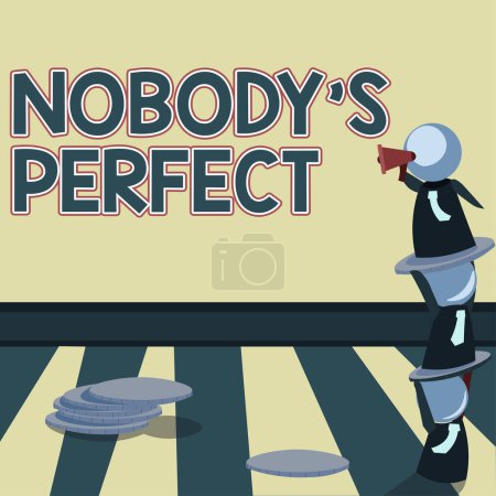 Foto de Inspiración mostrando signo Nobodys Perfecto, Visión general del negocio solía decir que todo el mundo comete errores o falta - Imagen libre de derechos