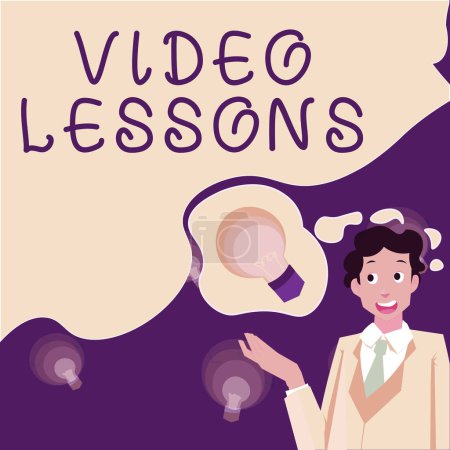 Foto de Señal de escritura a mano Video Lecciones, Idea de negocios Material educativo en línea para un tema Visualización y aprendizaje - Imagen libre de derechos