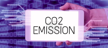 Photo for Text caption presenting Co2 Emission, Business concept Releasing of greenhouse gases into the atmosphere over time - Royalty Free Image