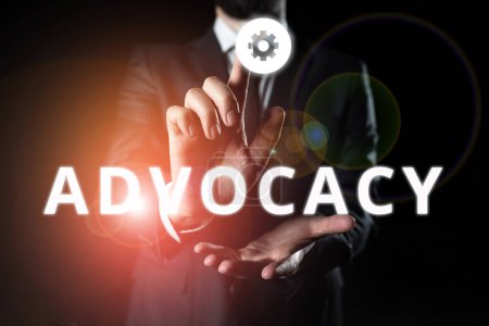 Writing displaying text Advocacy, Business idea Profession of legal advocate Lawyer work Public recommendation