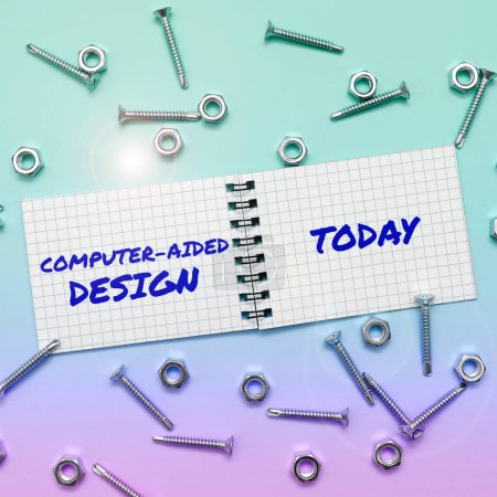 Photo for Sign displaying Computer Aided Design, Conceptual photo CAD industrial designing by using electronic devices - Royalty Free Image