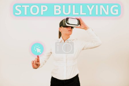 Photo for Inspiration showing sign Stop Bullying, Business approach Fight and Eliminate this Aggressive Unacceptable Behavior - Royalty Free Image